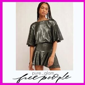 Free People Shimmery Dark Green Sequin Mini Dress